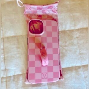 Blush Checkered Loopy Case for iPhone 13/14
